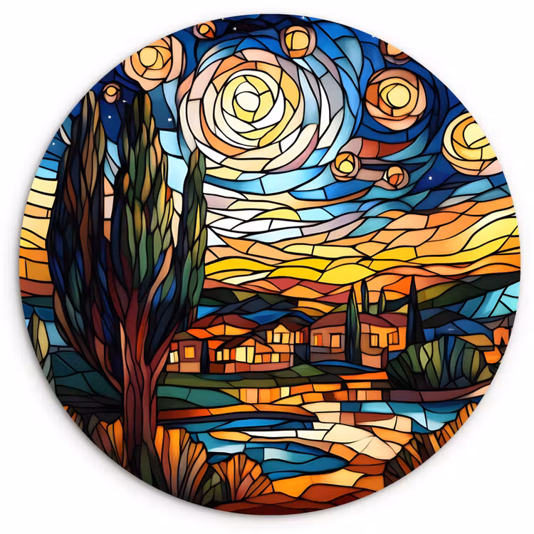 Muurcirkel - Van Gogh de Sterrennacht Glas in Lood