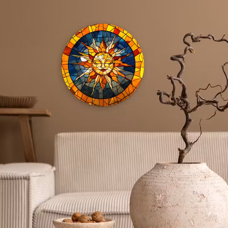 Muurcirkel - Mozaïek - Zon - Geel - Cirkel — 2
