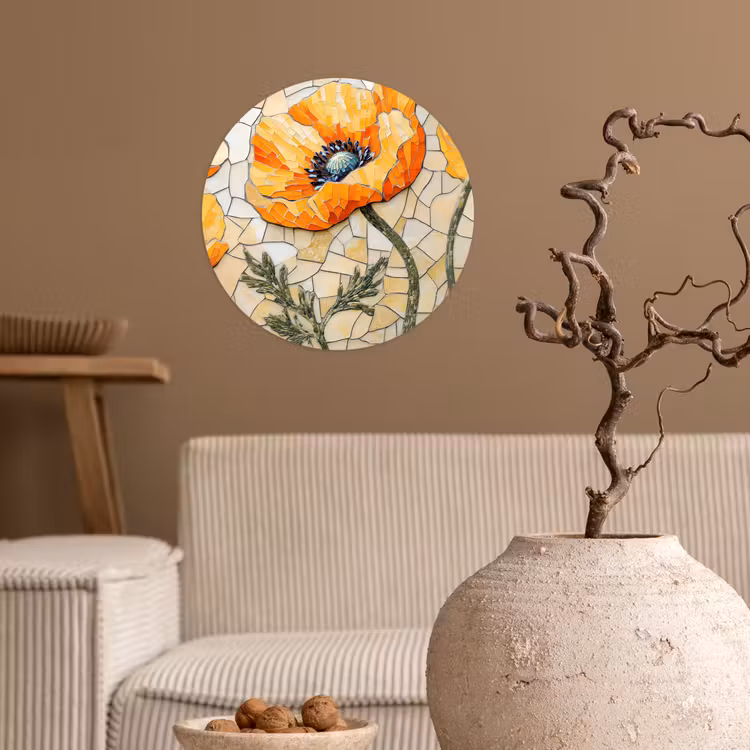 Behangcirkel - Klaprozen - Oranje - Mozaïek - Bladeren — 2