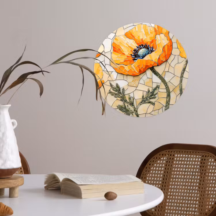 Behangcirkel - Klaprozen - Oranje - Mozaïek - Bladeren — 4