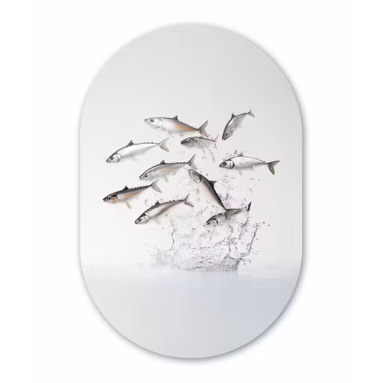 Muurovaal - Vissen - Water - Wit — 3