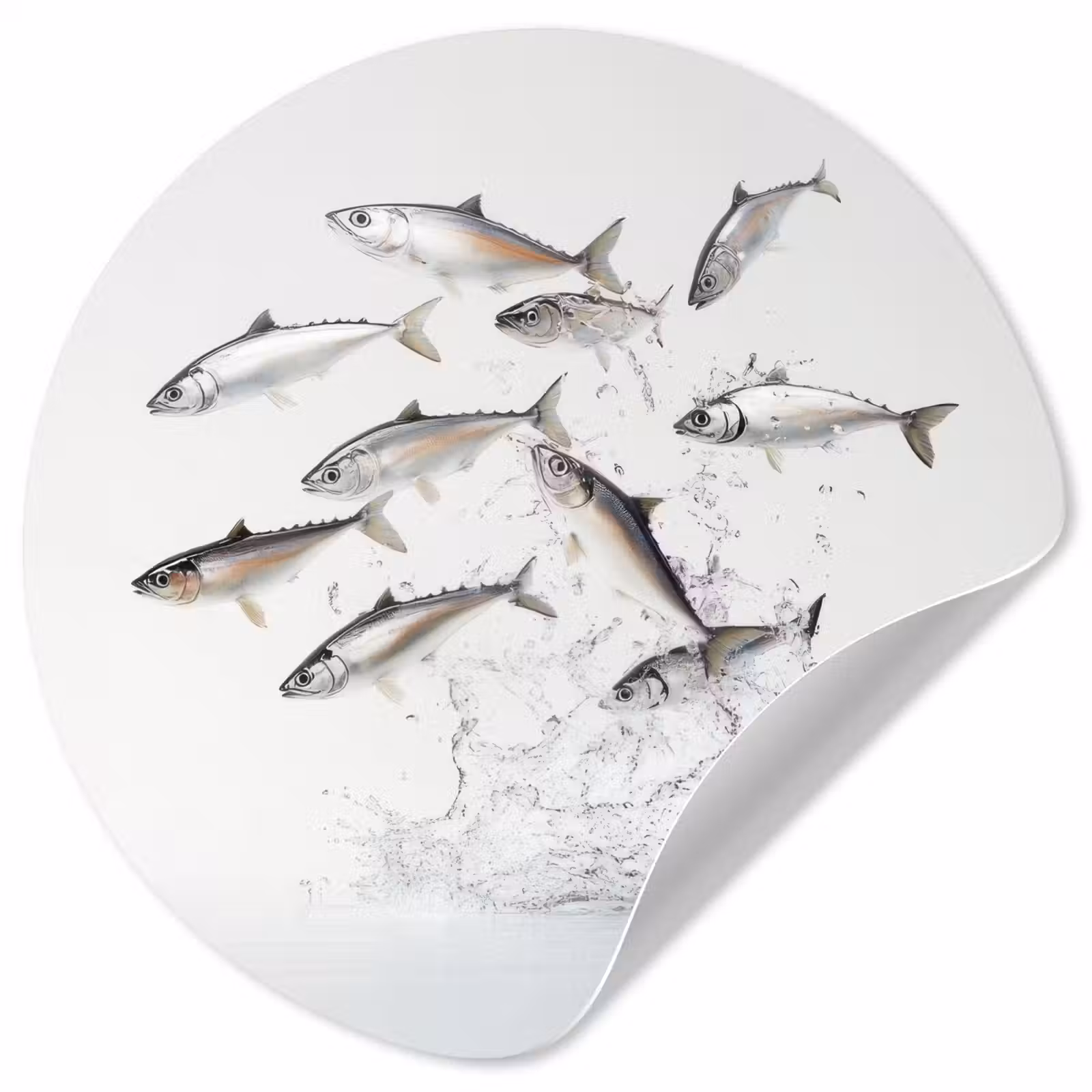 Behangcirkel - Vissen - Water - Wit — 1