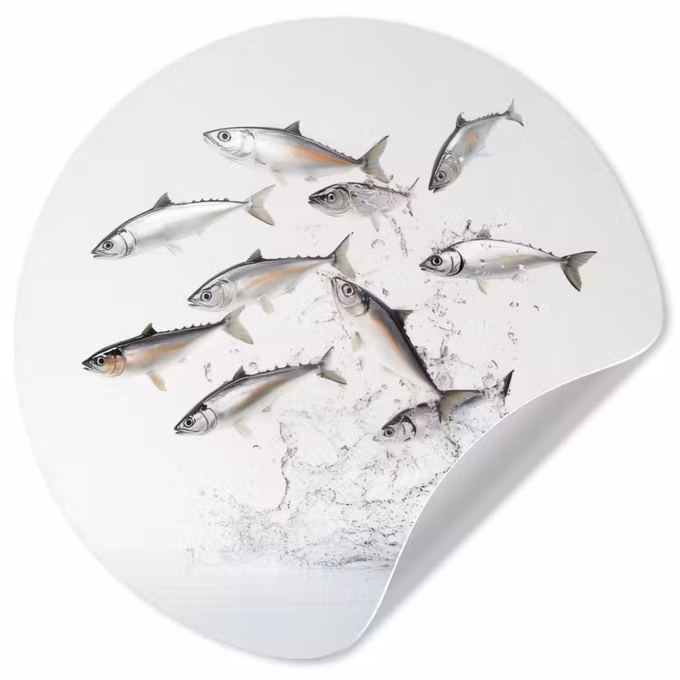 Behangcirkel - Vissen - Water - Wit — 1