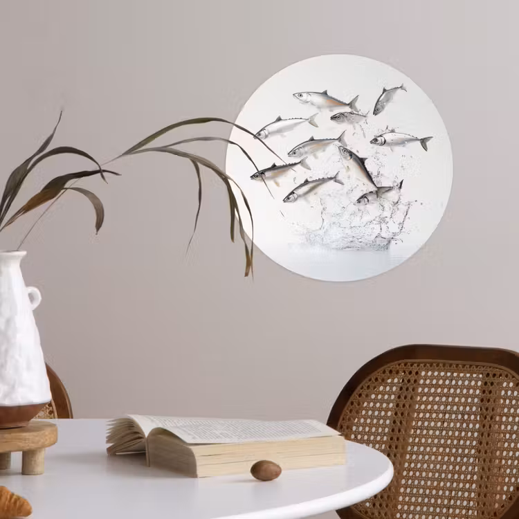 Behangcirkel - Vissen - Water - Wit — 4