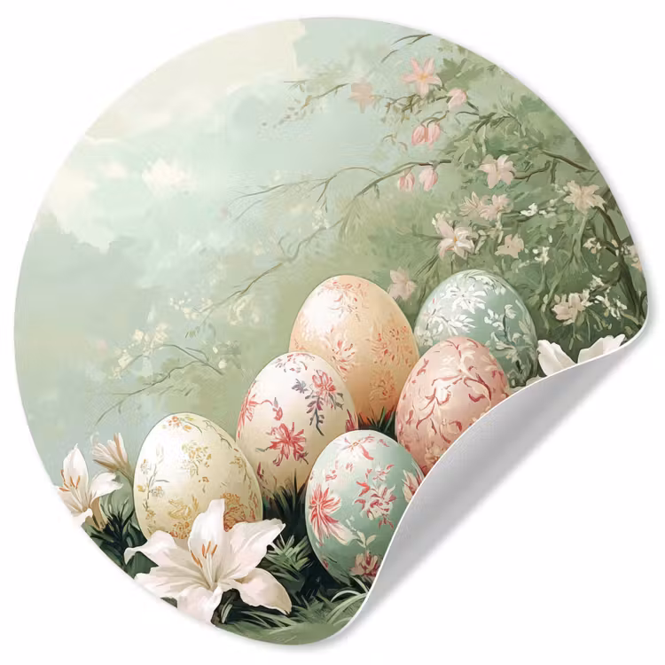 Behangcirkel - Paaseieren - Pasteltinten - Bloemen — 1