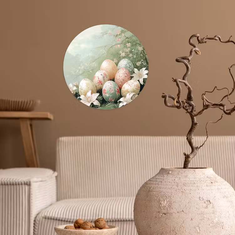 Behangcirkel - Paaseieren - Pasteltinten - Bloemen — 2