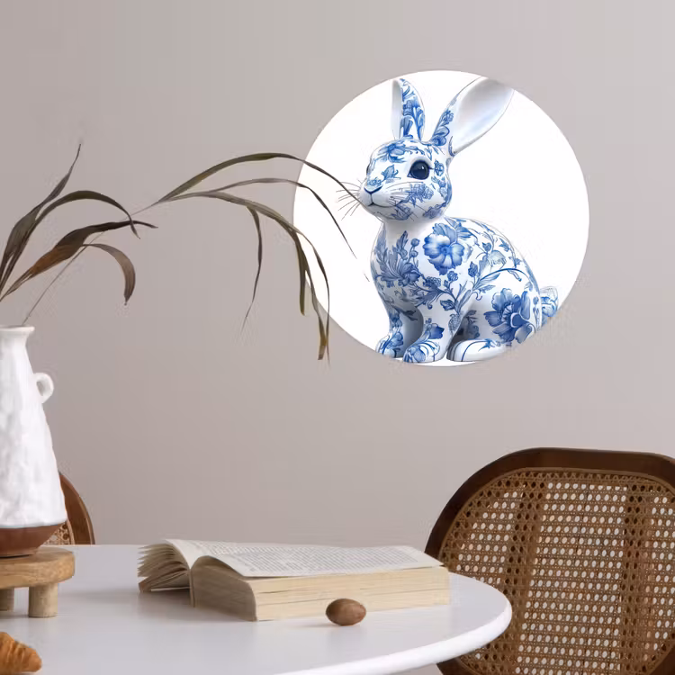 Behangcirkel - Delftsblauw - Haasje - Wit — 4