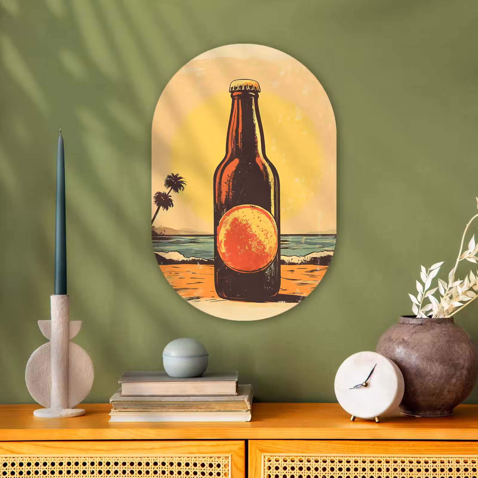 Muurovaal - Bierfles - Zonsondergang - Palmbomen - Zee — 1