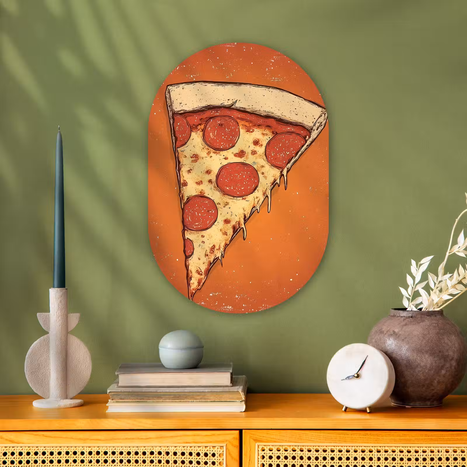 Muurovaal - Pizza - Kaas - Rood - Pepperoni — 1