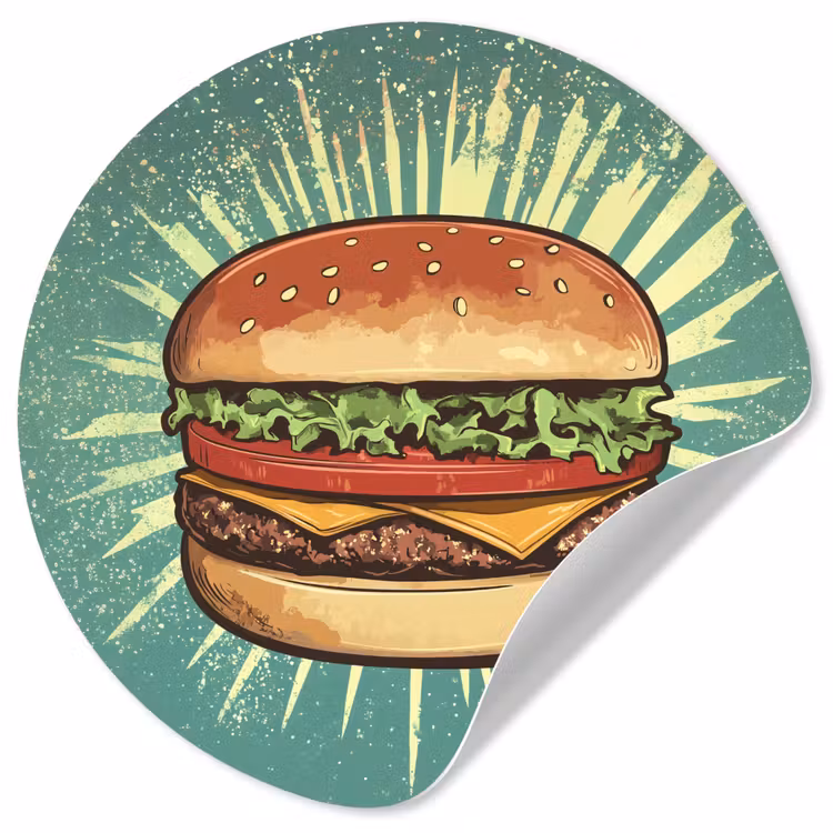 Behangcirkel - Hamburger - Illustratie - Sla - Kaas — 1