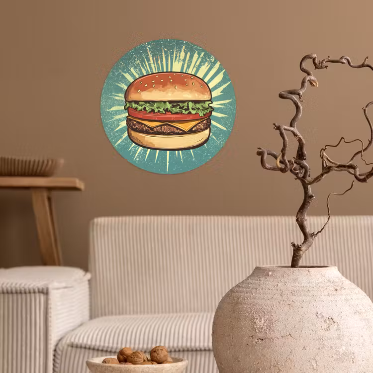 Behangcirkel - Hamburger - Illustratie - Sla - Kaas — 2