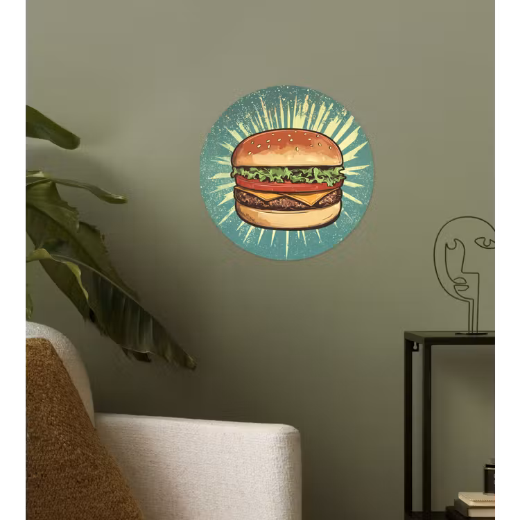 Behangcirkel - Hamburger - Illustratie - Sla - Kaas — 3