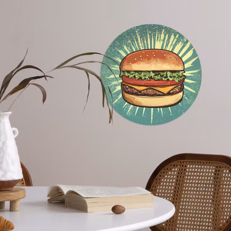 Behangcirkel - Hamburger - Illustratie - Sla - Kaas — 4