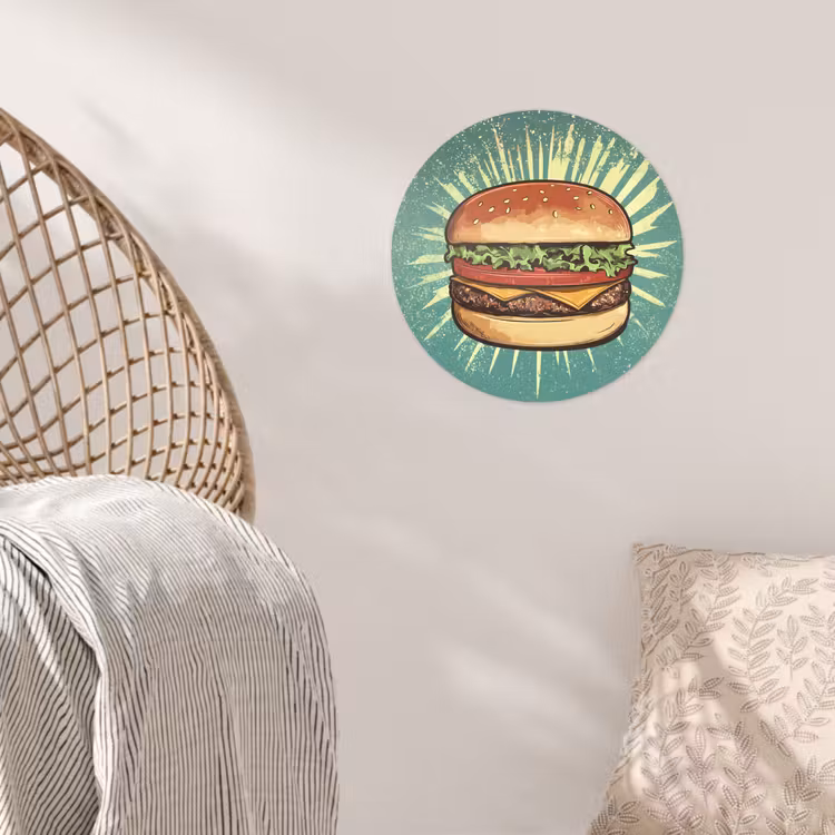 Behangcirkel - Hamburger - Illustratie - Sla - Kaas — 5