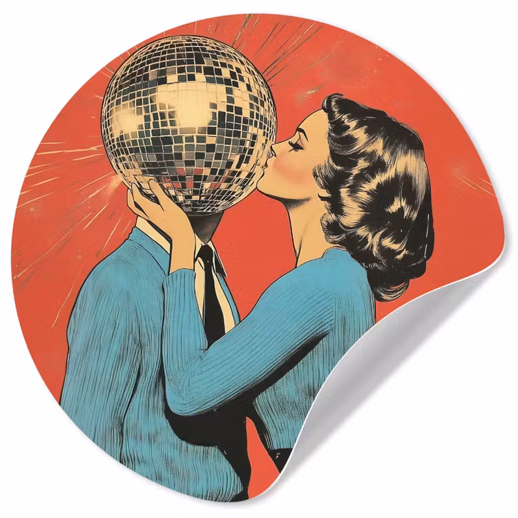 Behangcirkel - Vrouw - Retro - Discobal - Kus — 1