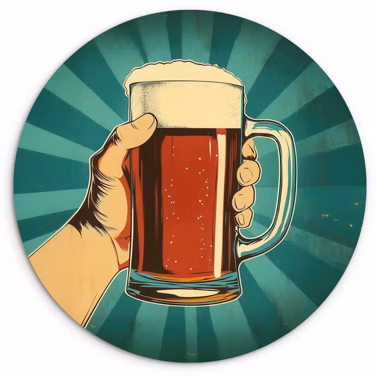 Muurcirkel - Bierglas - Schuim - Retro - Groen — 1