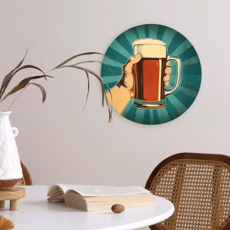 Muurcirkel - Bierglas - Schuim - Retro - Groen — 4