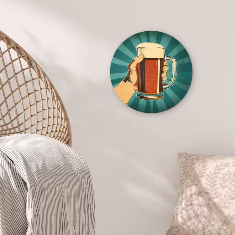 Muurcirkel - Bierglas - Schuim - Retro - Groen — 5