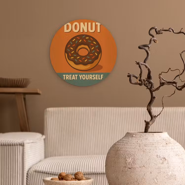 Muurcirkel - Donut - Spikkels - Kleurrijk - Quote — 2