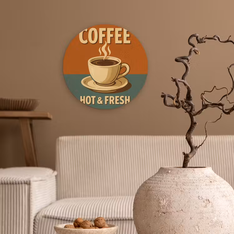 Muurcirkel - Koffie - Kop - Vintage - Quote — 2