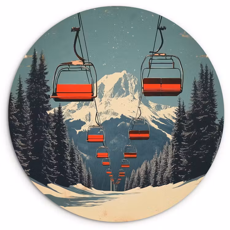 Muurcirkel - Sneeuw - Skilift - Rood - Bomen — 1