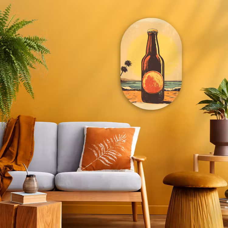 Muurovaal - Bierfles - Zonsondergang - Palmbomen - Zee — 2