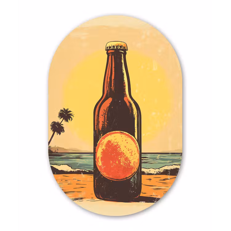 Muurovaal - Bierfles - Zonsondergang - Palmbomen - Zee — 3