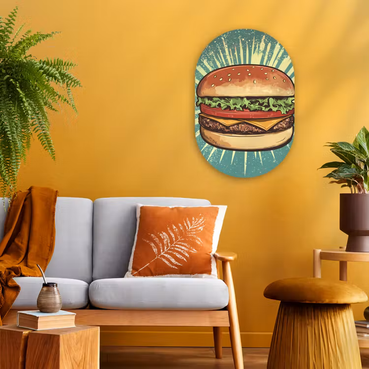 Muurovaal - Hamburger - Illustratie - Sla - Kaas — 2