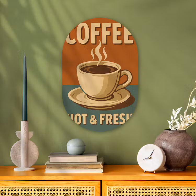 Muurovaal - Koffie - Kop - Vintage - Quote — 1