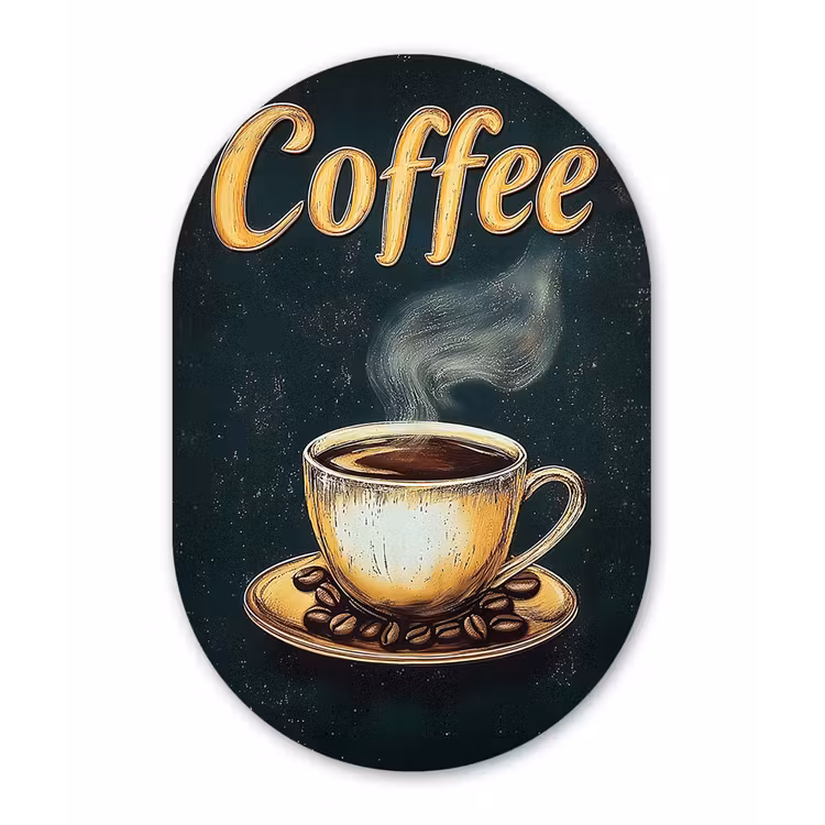 Muurovaal - Koffie - Schotel - Koffiebonen - Retro — 3