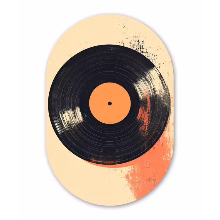 Muurovaal - Vinylplaat - Zwart - Verfspatten - Retro — 3