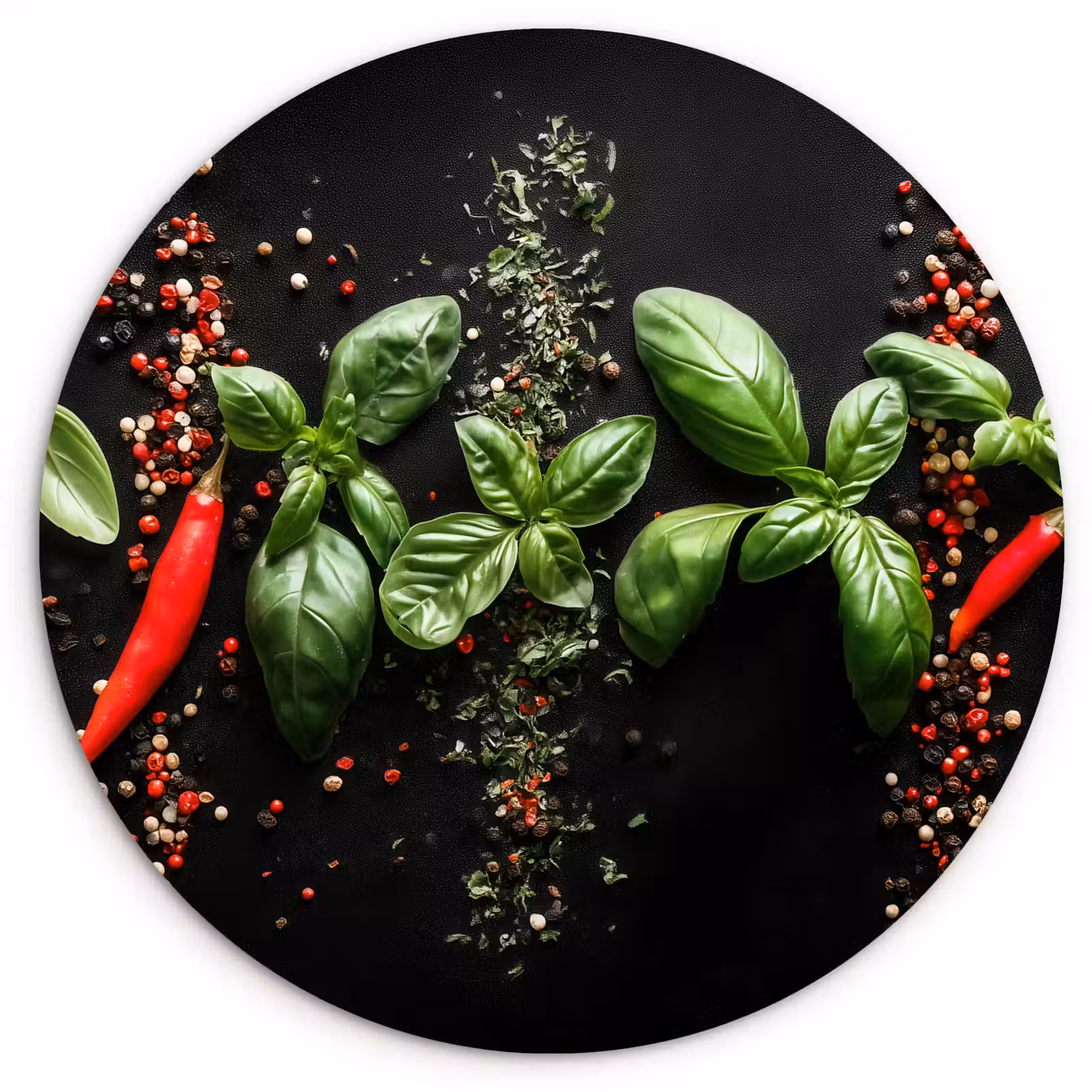 Muurcirkel - Chilipepers - Basilicum - Blaadjes - Rood — 1