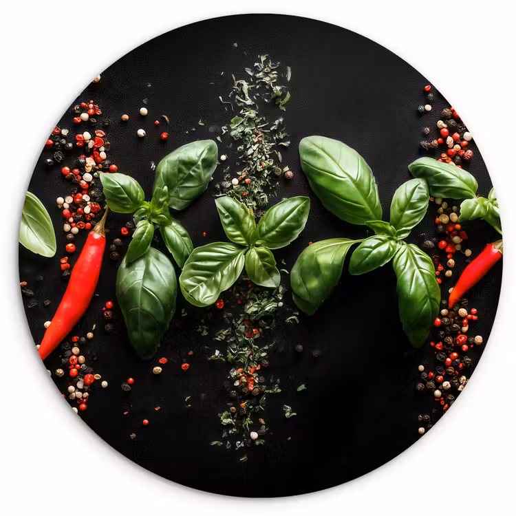 Muurcirkel - Chilipepers - Basilicum - Blaadjes - Rood