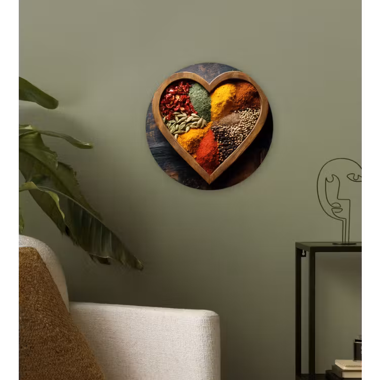 Muurcirkel - Houten - Hart - Kleurrijke - Specerijen — 3