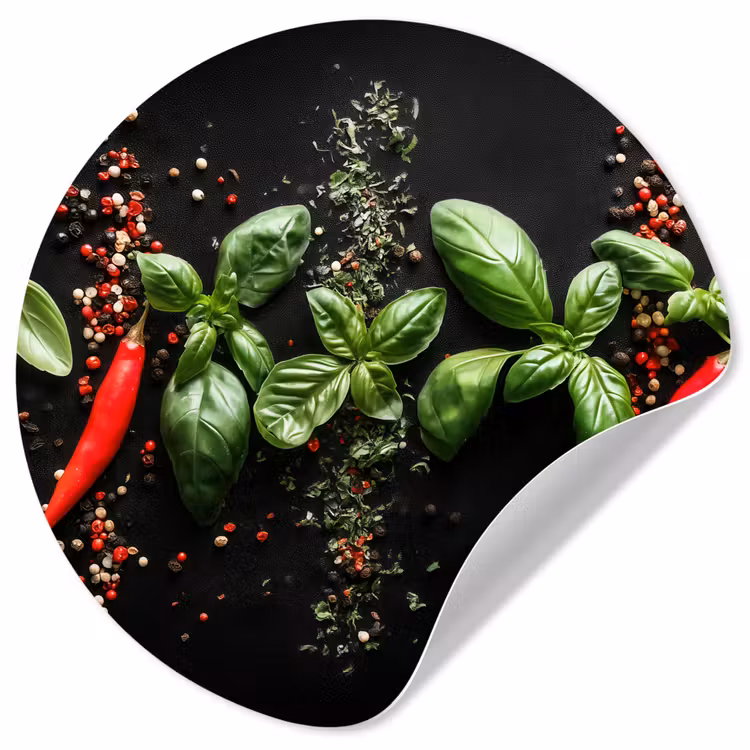 Behangcirkel - Chilipepers - Basilicum - Blaadjes - Rood