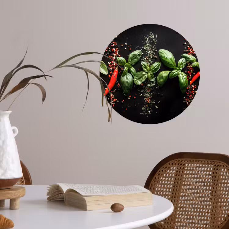 Behangcirkel - Chilipepers - Basilicum - Blaadjes - Rood — 4