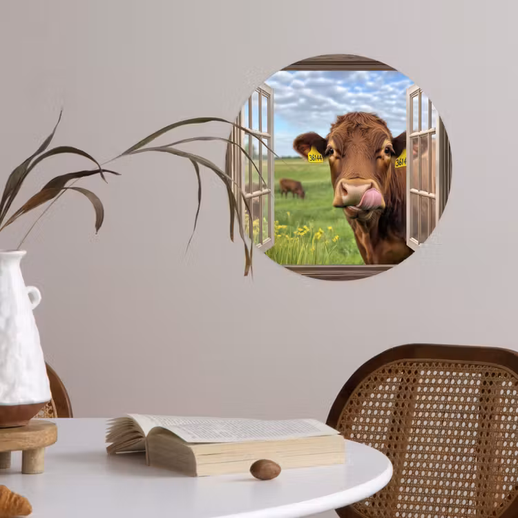 Behangcirkel - Doorkijk - Koe - Weiland - Landschap - Dieren — 4