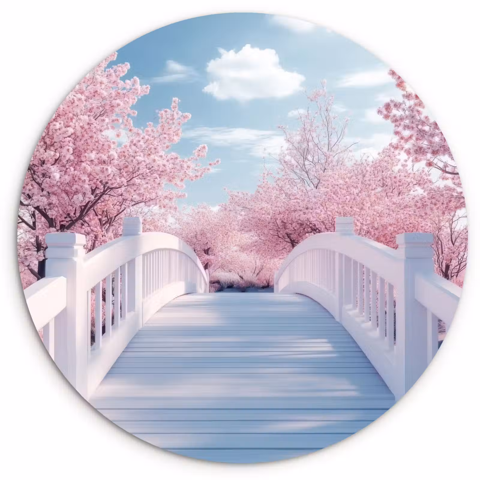 Muurcirkel - Brug - Kersenbomen - Wit — 1