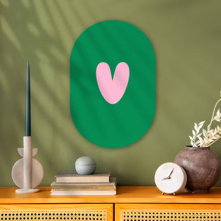 Muurovaal - Groen - Hart - Minimalistisch - Valentijn — 1