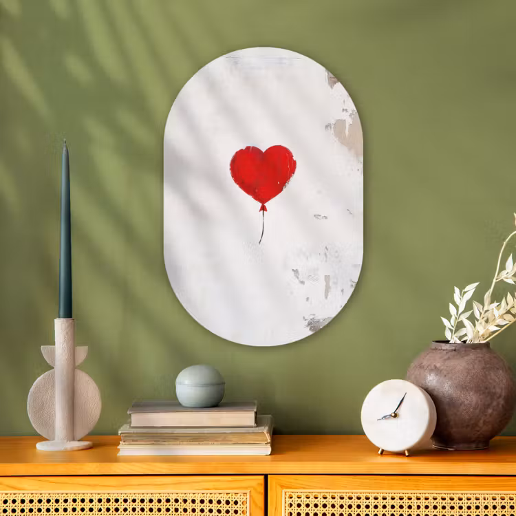 Muurovaal - Ballon - Rood - Hart — 3