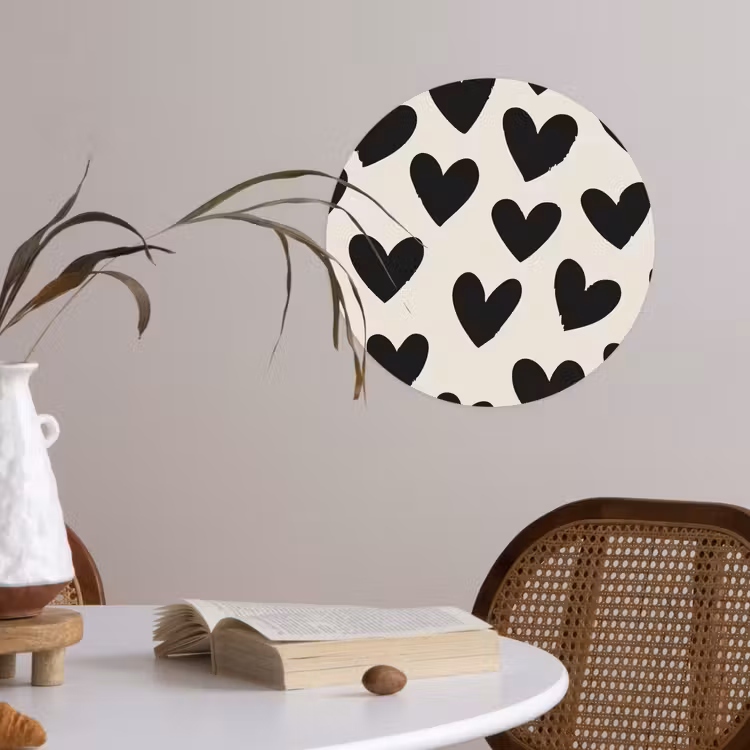 Behangcirkel - Hartjes - Zwart - Beige — 4