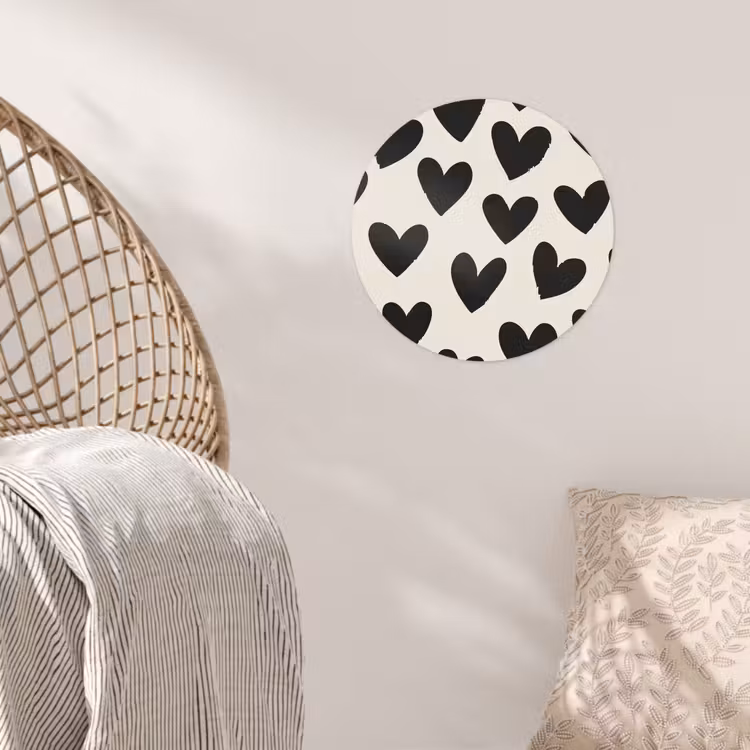 Behangcirkel - Hartjes - Zwart - Beige — 5