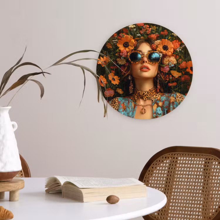 Muurcirkel - Vrouwen - Bloemen - Modern - Bril - Abstract — 4