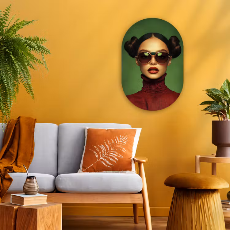 Muurovaal - Vrouw - Groen - Bril - Aesthetic - Modern — 2