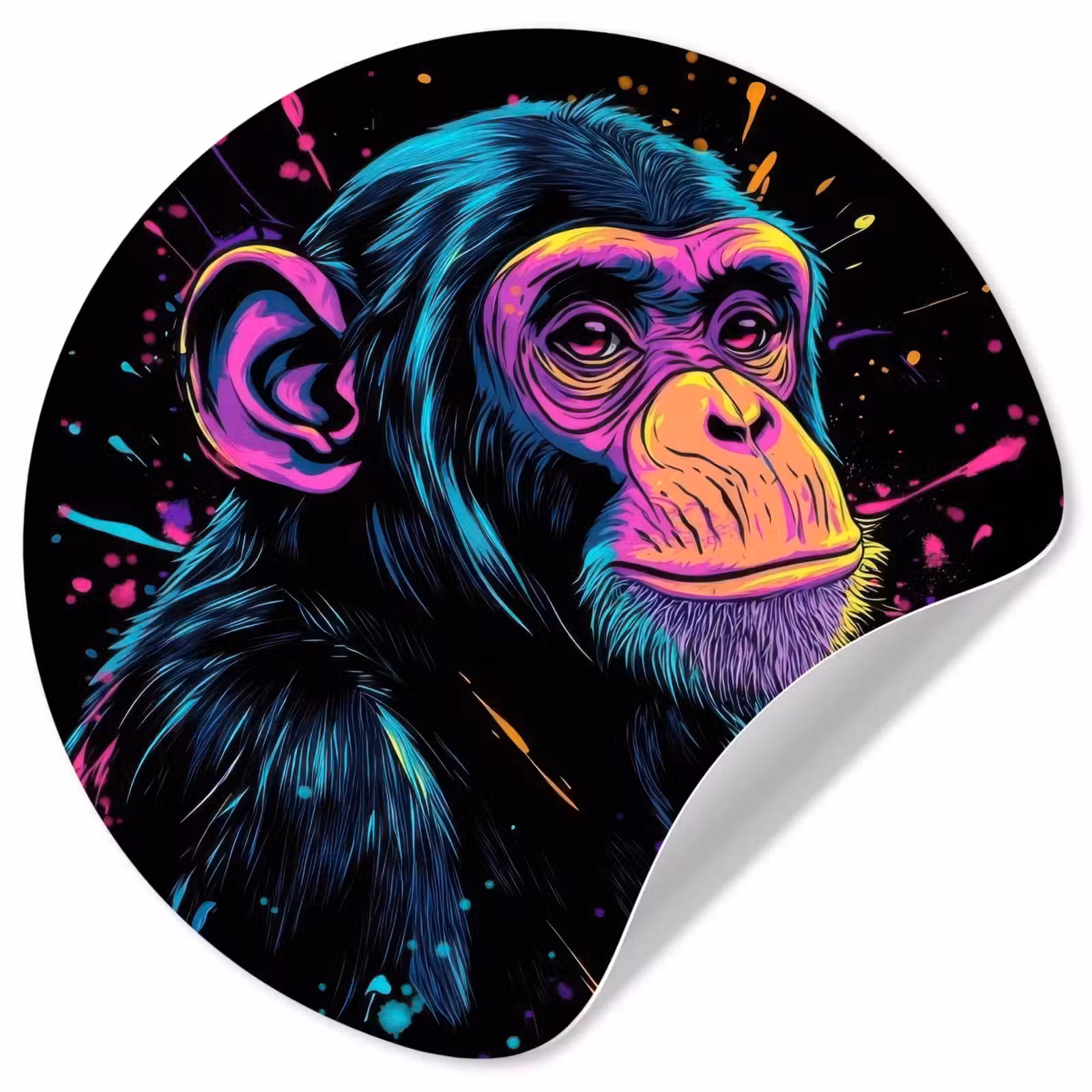 Behangcirkel - Aap - Verf - Neon - Kleur — 1