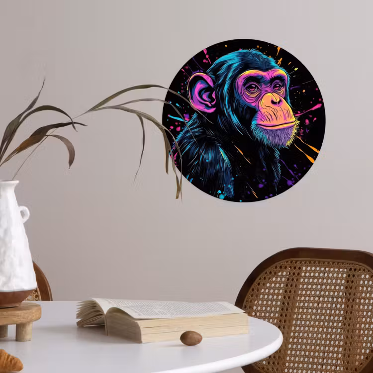 Behangcirkel - Aap - Verf - Neon - Kleur — 4
