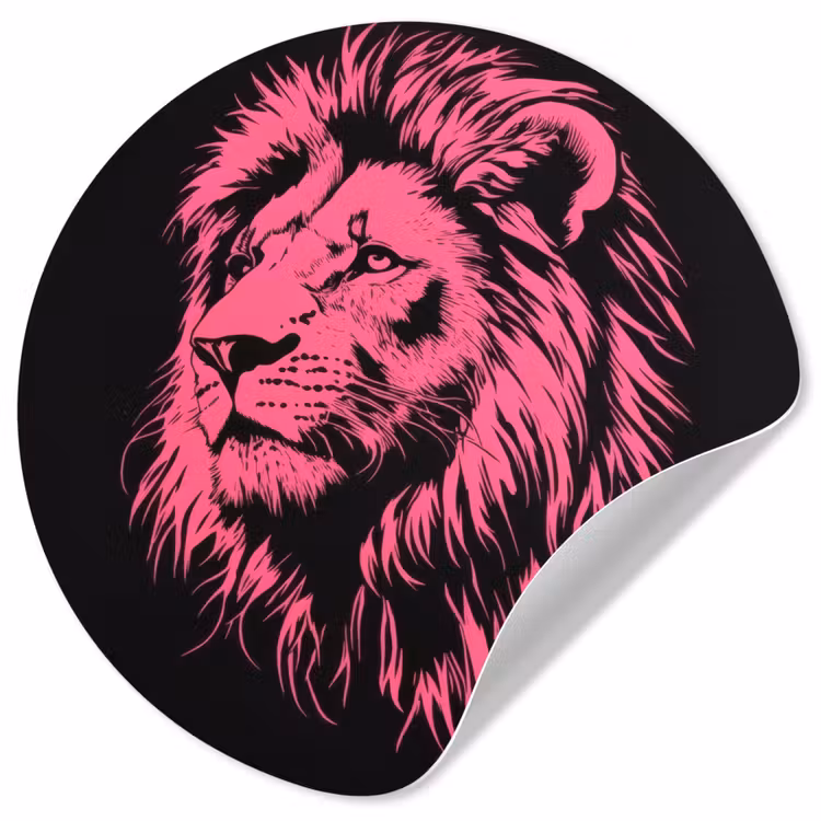 Behangcirkel - Leeuw - Zwart - Roze - Neon — 1