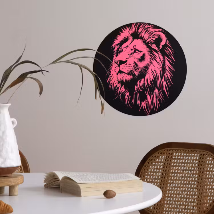 Behangcirkel - Leeuw - Zwart - Roze - Neon — 4