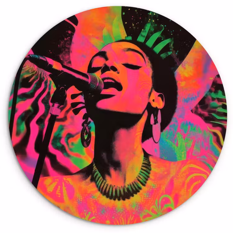 Muurcirkel - Neon - Vrouw - Microfoon — 1