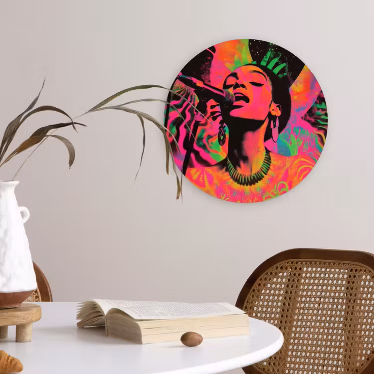 Muurcirkel - Neon - Vrouw - Microfoon — 4